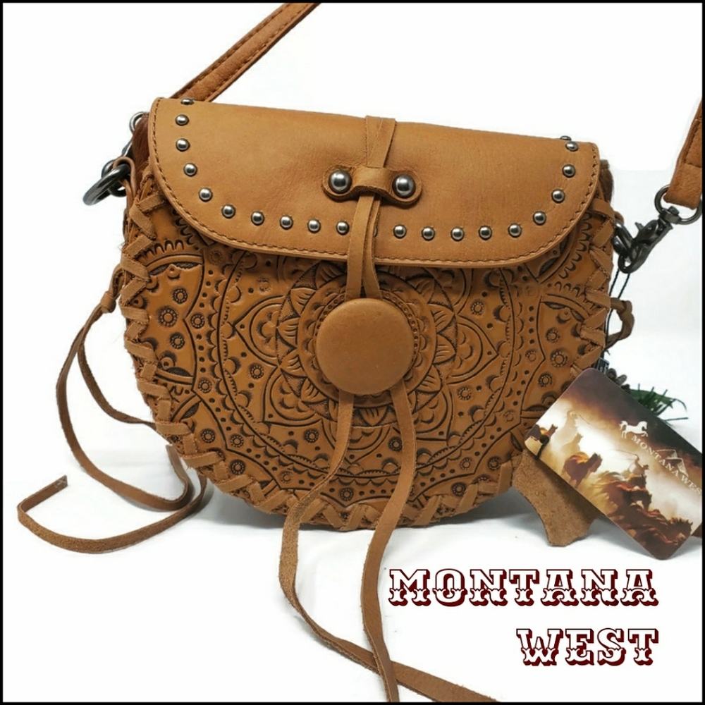 Montana West 100% Real Leather Crossbody Bag